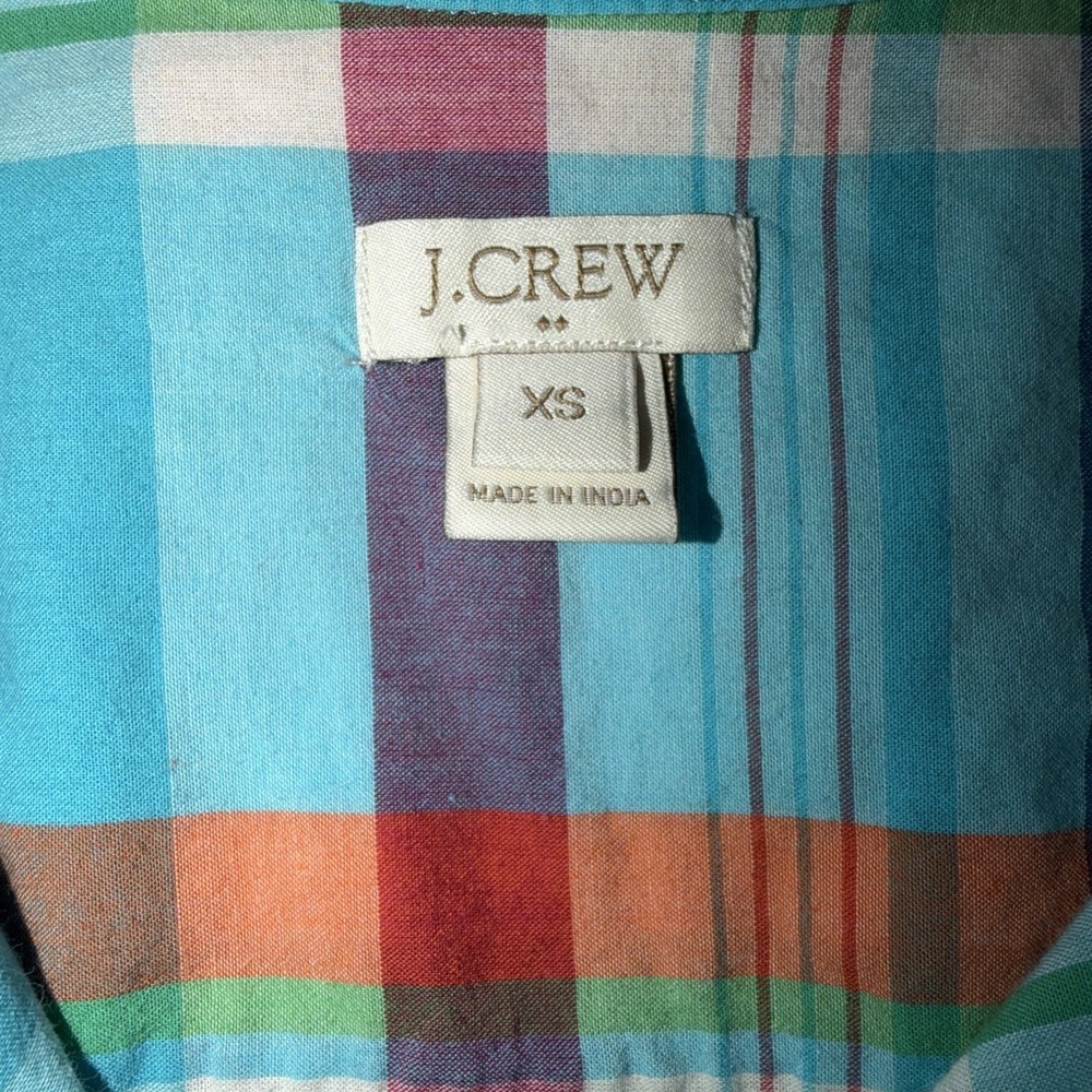 J Crew Women's Half Button Down Shirt XS Blue Plaid Lightweight Long Sleeve - Picture 4 of 4